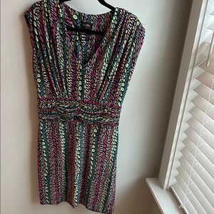 Laundry By Shelli Segal Pink and Black Ruched Mini Dress